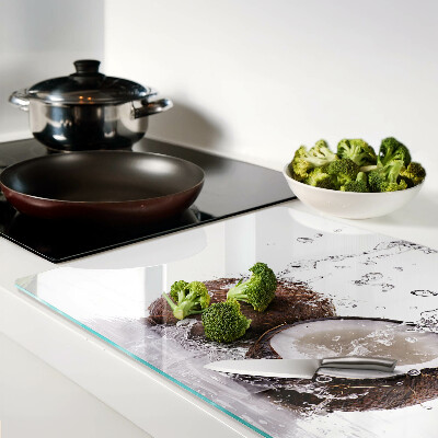 Schneidebrett Glas mit Motiv einer Kokosnuss im Wasser