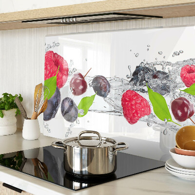 Schneidebrett Glas mit Motiv „Früchte im Wasser“