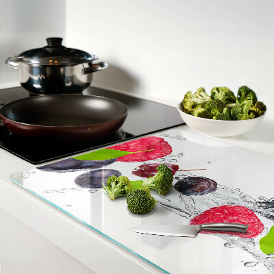 Schneidebrett Glas mit Motiv „Früchte im Wasser“