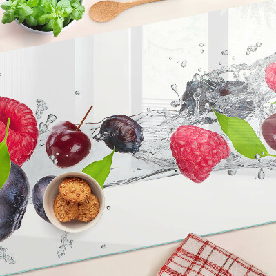Schneidebrett Glas mit Motiv „Früchte im Wasser“
