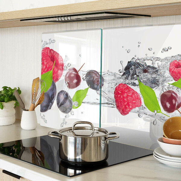Schneidebrett Glas mit Motiv „Früchte im Wasser“
