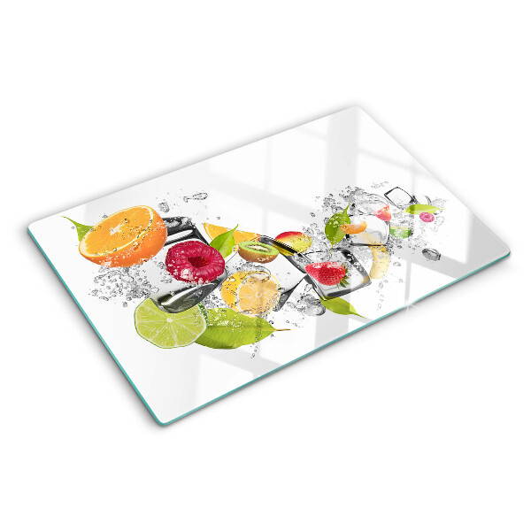 Glas schneidebrett Früchte im Wasser