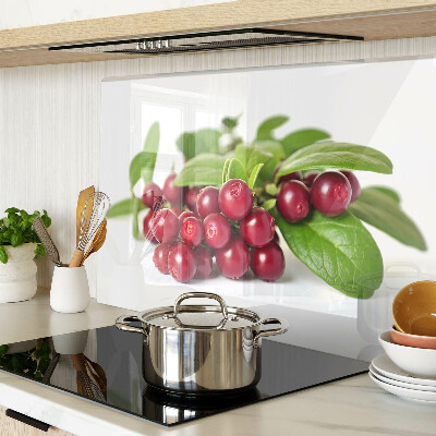 Schneidebrett glas Preiselbeeren mit Blättern