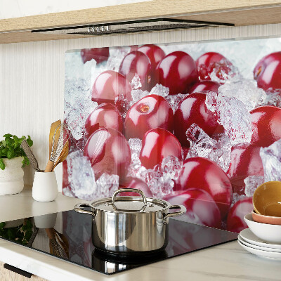 Glas-Schneidebrett mit Motiv rote Trauben auf Eis