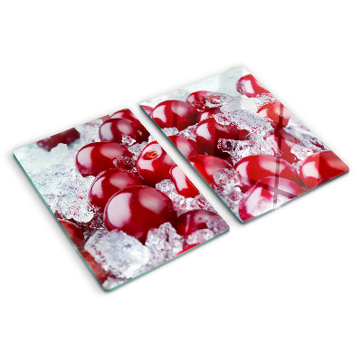 Glas-Schneidebrett mit Motiv rote Trauben auf Eis