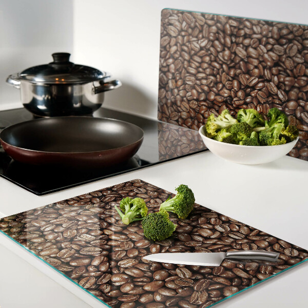 Schneidebrett glas Kaffeebohnen