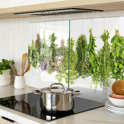 Glas Schneidebrett mit Motiv hängender Kräuter