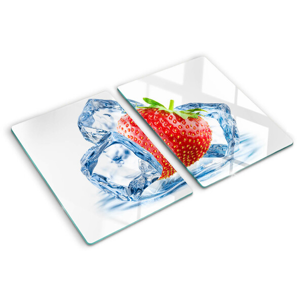 Schneidebrett glas Erdbeere im Eis