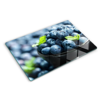 Schneidebrett Glas mit Motiv aus Beeren in einer Schüssel