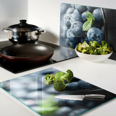 Schneidebrett Glas mit Motiv aus Beeren in einer Schüssel