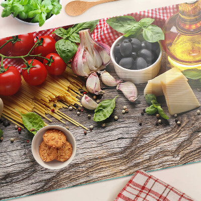 Schneidebrett Glas mit italienischem Küchenmotiv mit Pasta und Gemüse