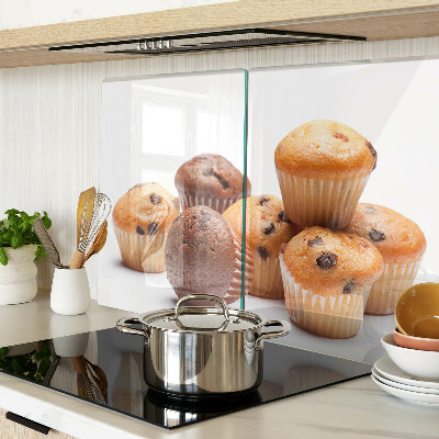 Schneidebrett mit Motiv aus Schokoladen- und Vanillemuffins