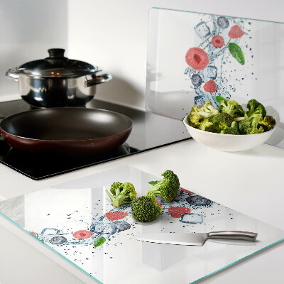 Schneidebrett glas Blumenmuster mit Beeren
