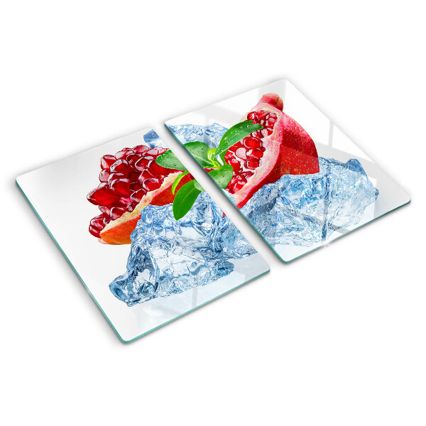 Glas schneidebrett Granatapfel und Eis