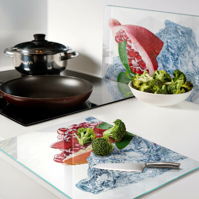 Glas schneidebrett Granatapfel und Eis