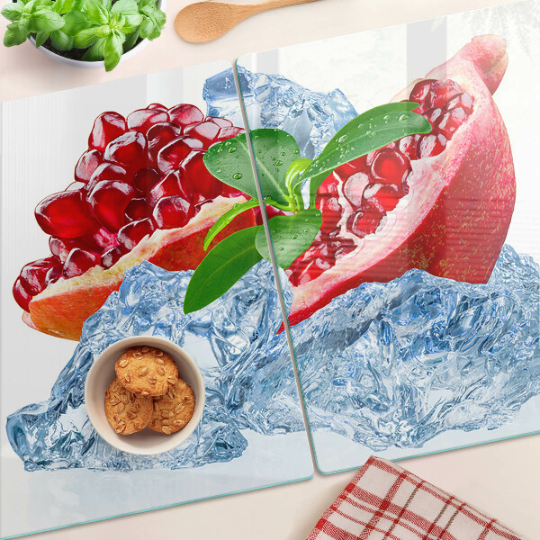 Glas schneidebrett Granatapfel und Eis