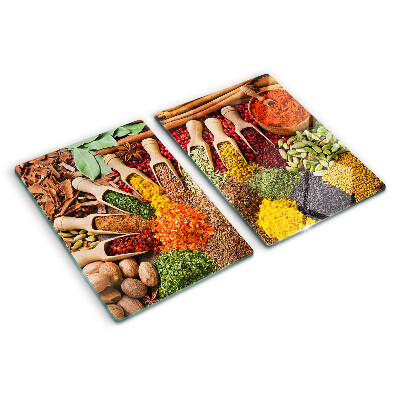 Schneidebrett glas Gewürze und Kräuter