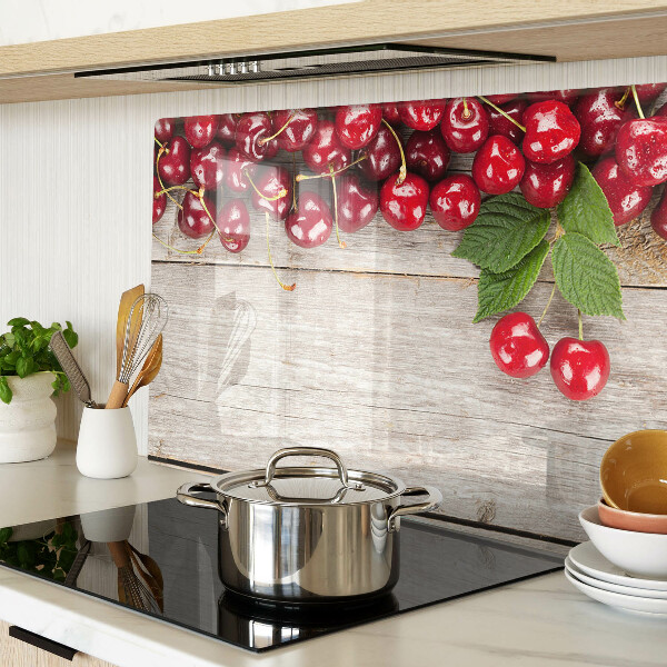 Glas schneidebrett Kirschen auf Holzgrund