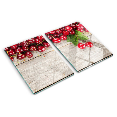 Glas schneidebrett Kirschen auf Holzgrund