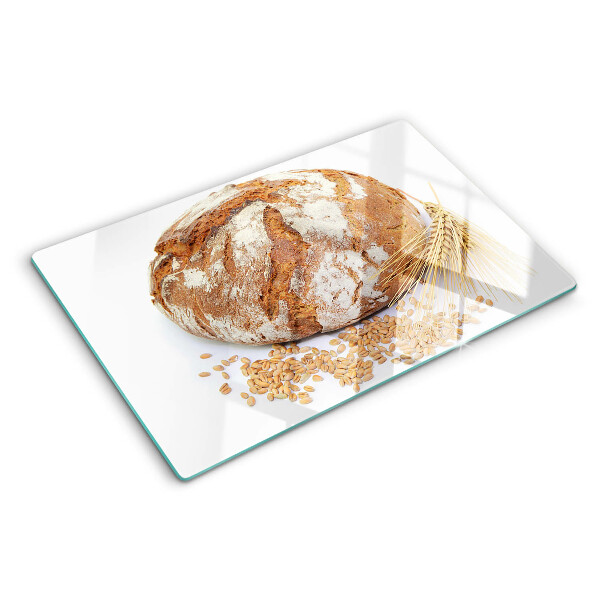 Schneidebrett mit Motiv aus Brot und Getreide