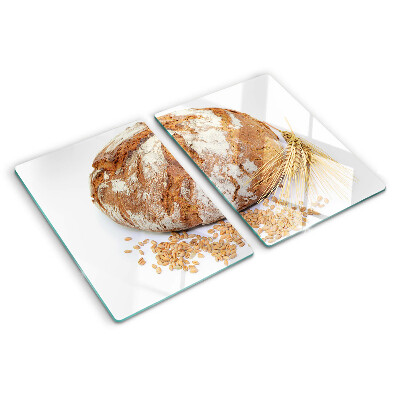 Schneidebrett mit Motiv aus Brot und Getreide