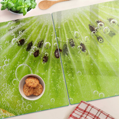 Glas-Schneidebrett mit Motiv aus Kiwi und Wassertropfen