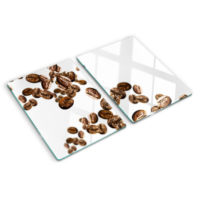 Schneidebrett Glas mit Motiv Kaffeebohnen in Bewegung