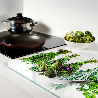 Schneidebrett glas Getrocknete Kräuter an einer Schnur