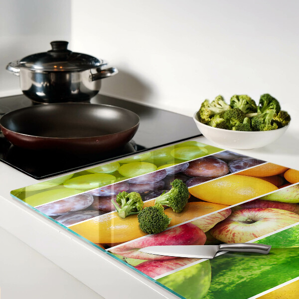 Glas schneidebrett Früchte in Regenbogenfarben