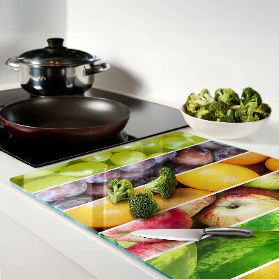Glas-Schneidebrett mit Motiv bunter Früchte