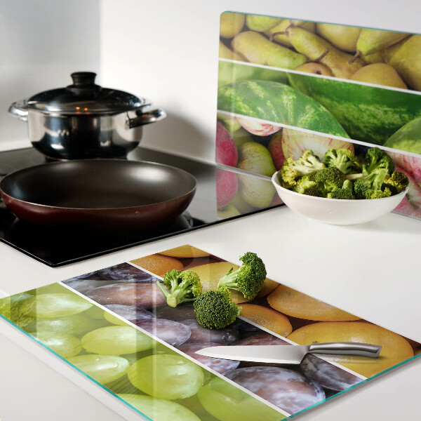 Glas schneidebrett Früchte in Regenbogenfarben