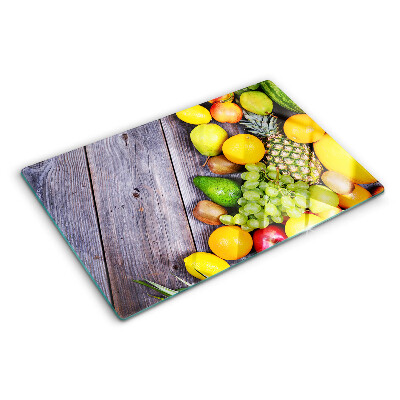 Schneidebrett Früchte auf Holzgrund