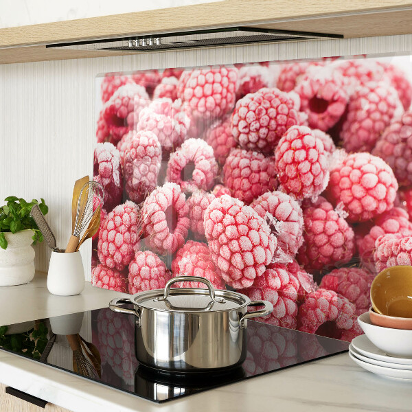 Schneidebrett Glas mit frischem Himbeermotiv