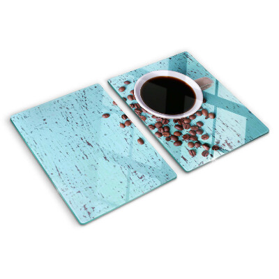 Schneidebrett Glas mit Kaffee- und Kaffeebohnen-Motiv