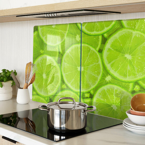Schneidebrett Glas mit Motiv aus Limettenscheiben
