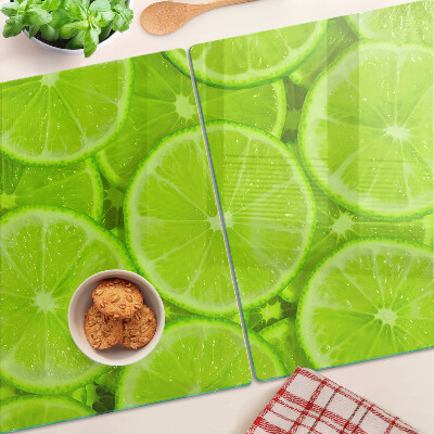 Schneidebrett Glas mit Motiv aus Limettenscheiben
