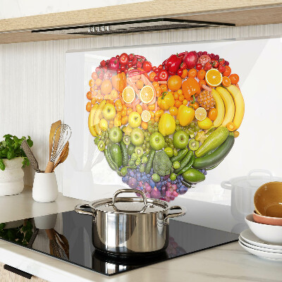 Schneidebrett mit Regenbogenfruchtherz-Motiv