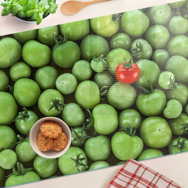 Schneidebrett glas Grüne Tomaten mit rotem Akzent