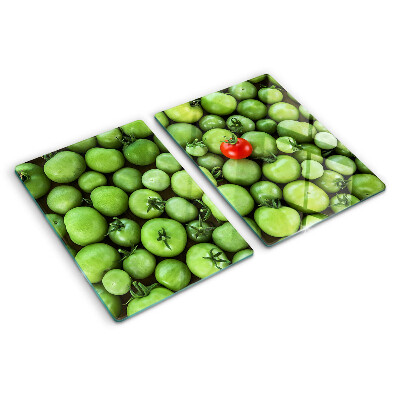 Schneidebrett glas Grüne Tomaten mit rotem Akzent