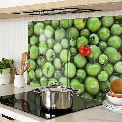 Schneidebrett glas Grüne Tomaten mit rotem Akzent