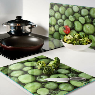 Schneidebrett glas Grüne Tomaten mit rotem Akzent