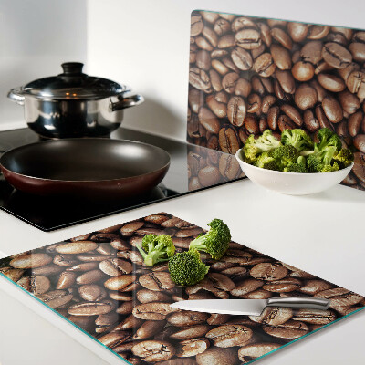 Schneidebrett Glas mit Motiv Kaffeebohnen