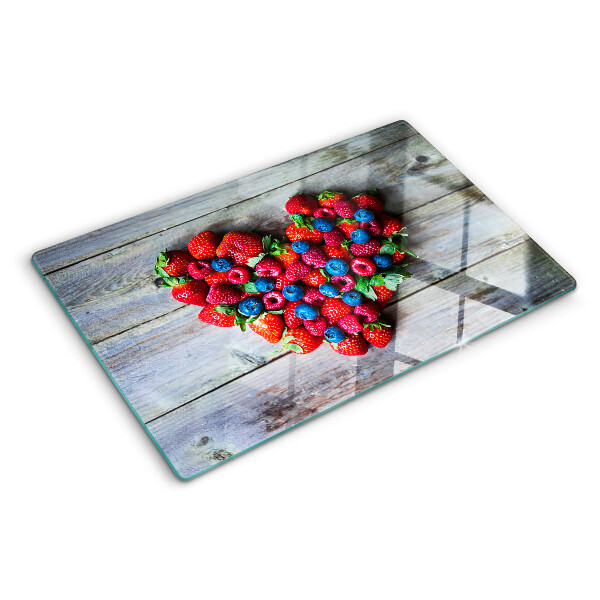 Glas-Schneidebrett mit Motiv „Herz der Waldfrüchte“