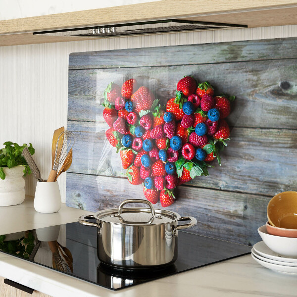 Glas-Schneidebrett mit Motiv „Herz der Waldfrüchte“