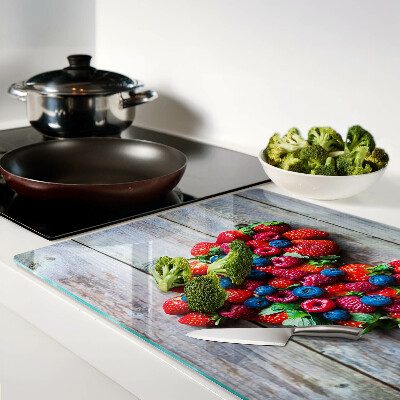 Glas-Schneidebrett mit Motiv „Herz der Waldfrüchte“