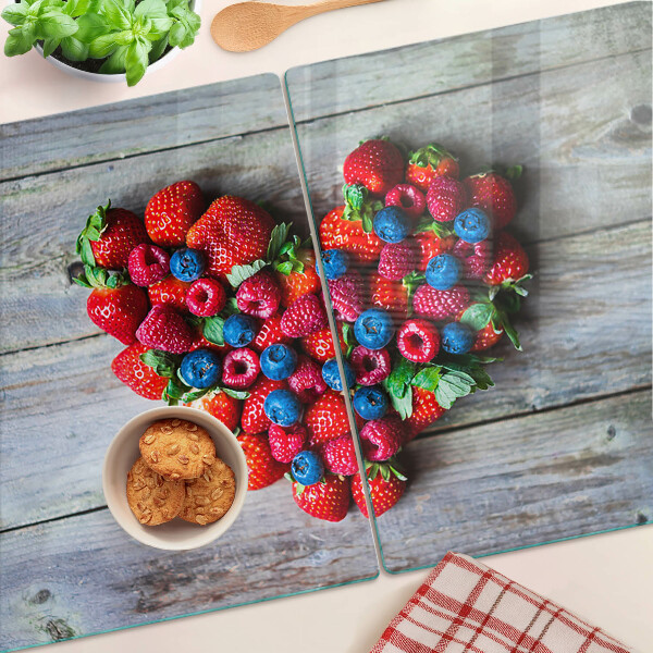 Glas-Schneidebrett mit Motiv „Herz der Waldfrüchte“