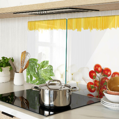 Glas Schneidebrett mit Pasta-Motiv mit Kräutern und Tomaten