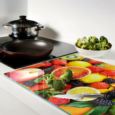 Schneidebrett mit tropischem Früchte- und Beerenmotiv