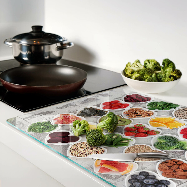 Schneidebrett glas Obst und Gemüse in Herzen