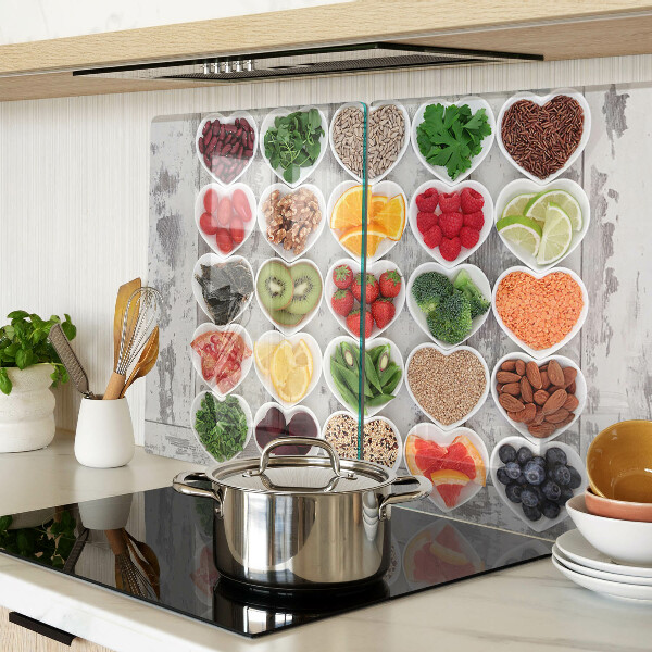 Schneidebrett Glas mit Herz-Motiv für Obst und Gemüse